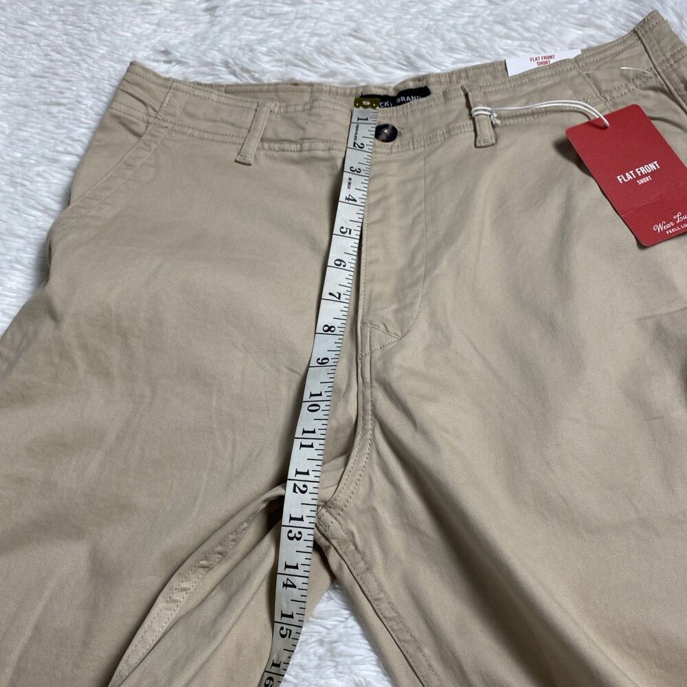Lucky Brand Khaki Flat Front Chino Shorts Mens Size 33 Casual Stretch 9" Pockets - Picture 8 of 14